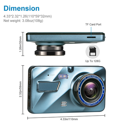 DashProof 4-Inch Front & Rear Dash Cam