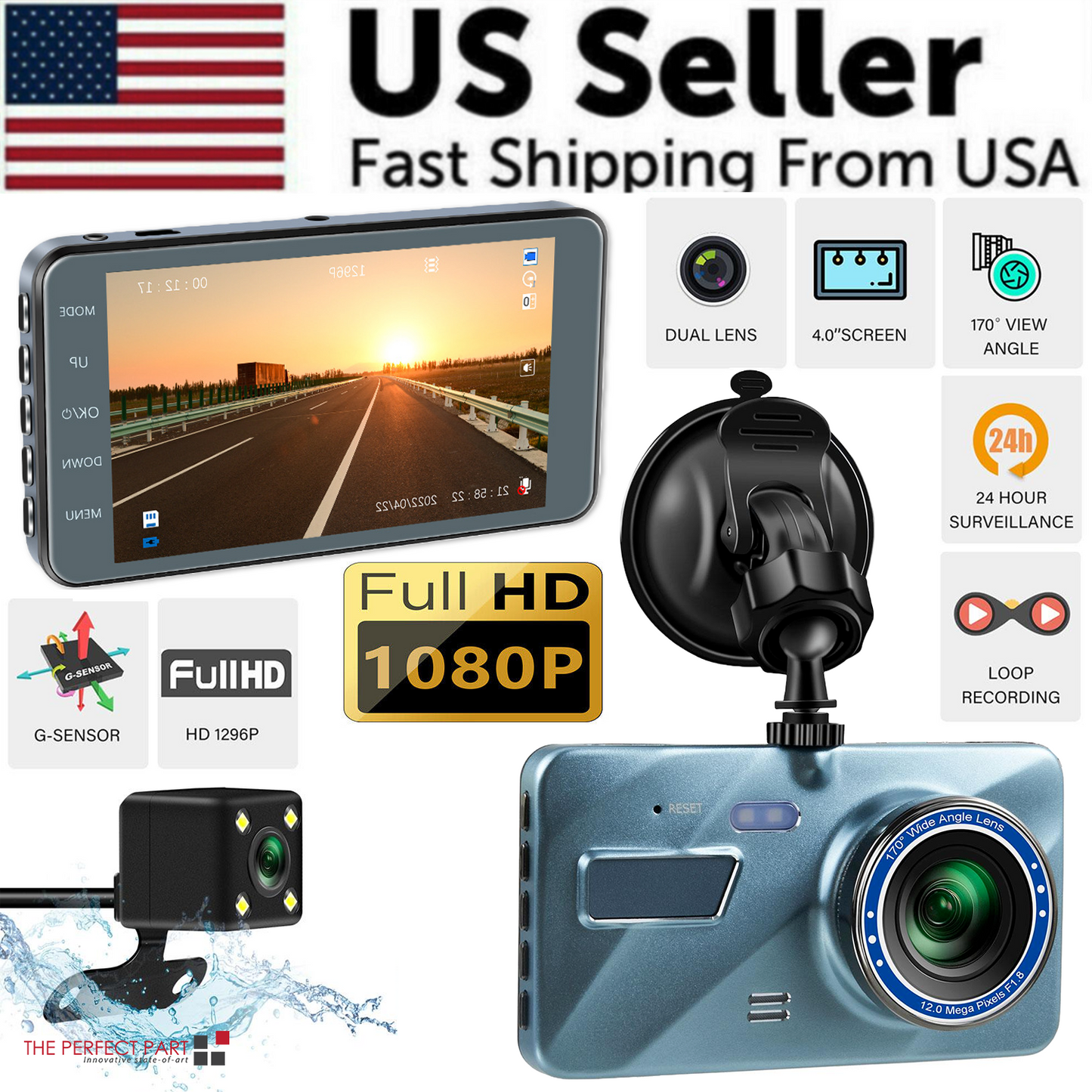 DashProof 4-Inch Front & Rear Dash Cam